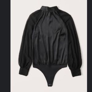 Abercrombie & Fitch satin and chiffon high neck bodysuit. Unlined.